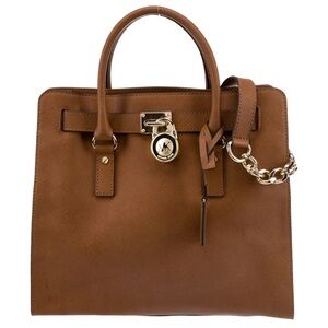 Michael Kors Hamilton North South Tan Saffiano Tote Crossbody Satchel Purse